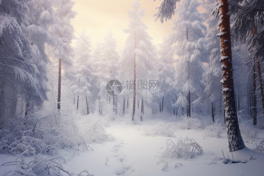 雪后美丽的树挂图片