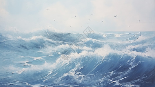 大海风景油画背景图片