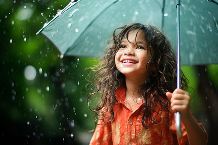 雨天打伞的孩子图片