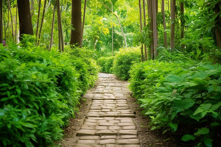 森林路径公园的石子路背景