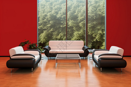 红黑现代室内家装空间图片