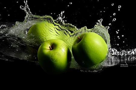 新鲜的绿色苹果图片
