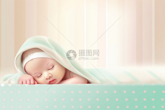 熟睡的小婴儿插图图片