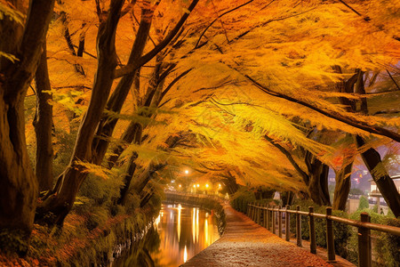 秋天的枫树林背景图片