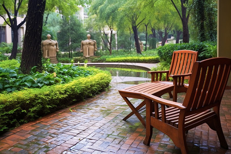 雨后的公园路面图片