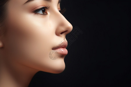 女人美容鼻子的特写背景图片
