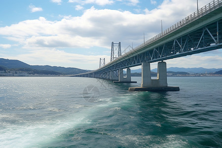 夏季城市中跨海大桥图片