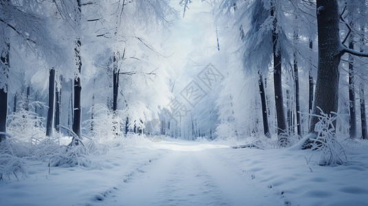 冬天森林的自然景观图片