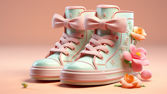 创意粉色的高帮鞋插图背景图片