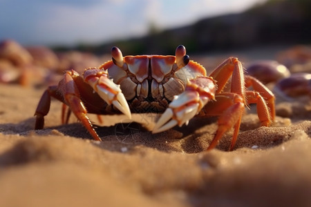 海螃蟹柔然海岸上的螃蟹背景