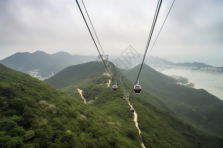 高山中的缆车图片