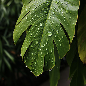 雨后的棕榈叶图片