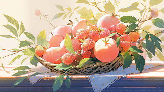 水果果篮插画背景图片