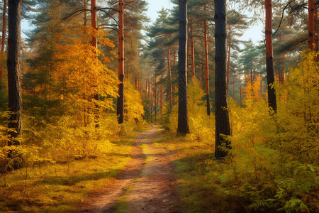 油画般金黄的秋天图片