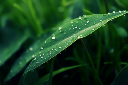 竹子露珠茂密的植物背景