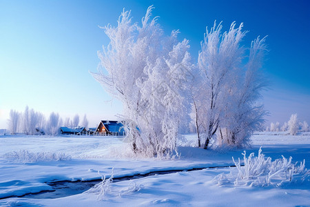 冰冻的树图片