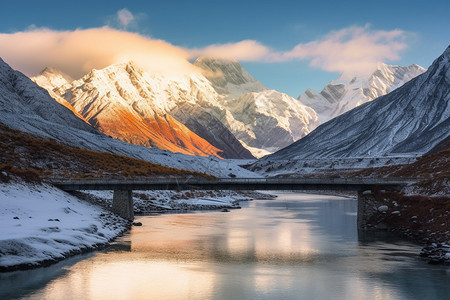 连绵起伏的雪山图片