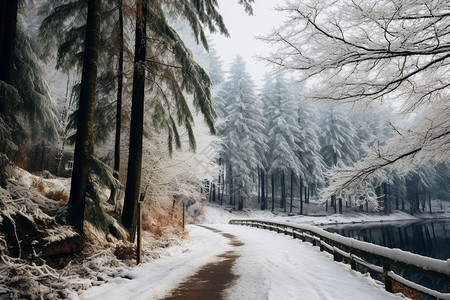 冬天的公园雪景图片