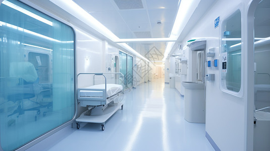 产科走廊上的病床背景图片