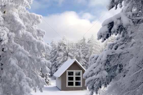 树木被积雪覆盖图片