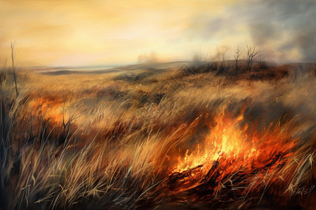 草原里的野火图片