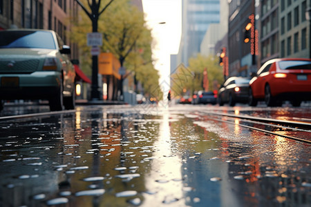 下过雨后的路面背景图片