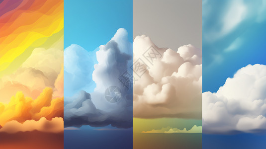 各种云彩的拼贴画背景图片