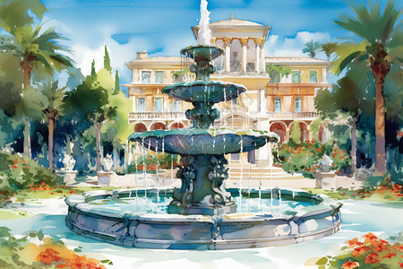 梦幻般的喷泉的插图图片