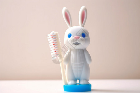 兔子嘴口腔护理牙刷背景