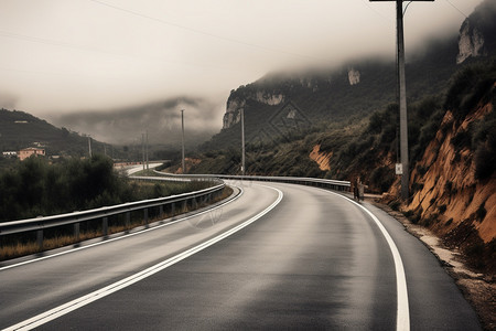 山之间的道路背景图片