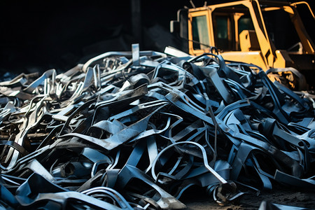 回收厂里大批的废铁高清图片