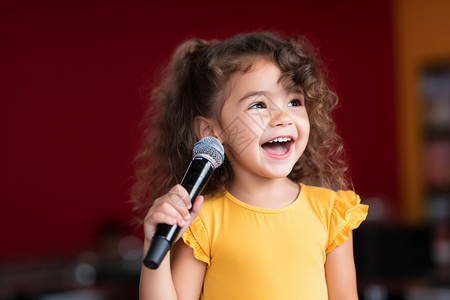 唱歌的小女孩背景图片