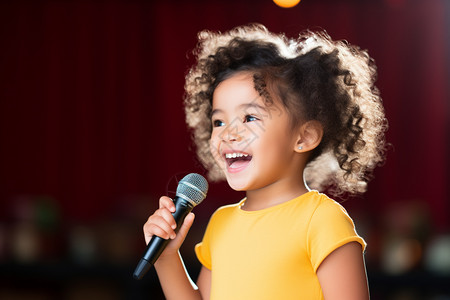 舞台上唱歌的小女孩图片