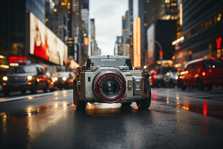 街道上的单反摄像机图片
