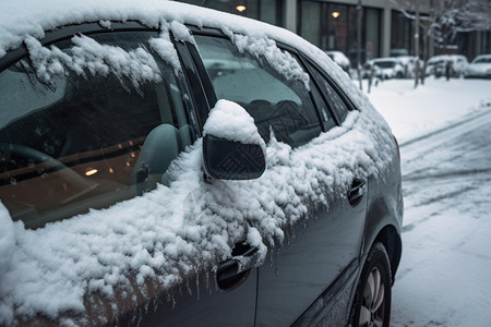 车被雪覆盖被雪覆盖的车背景