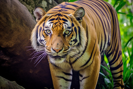 非洲丛林中的老虎背景图片
