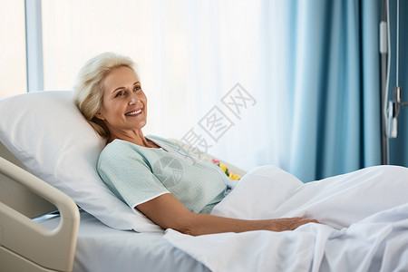 在病床上的女病人图片