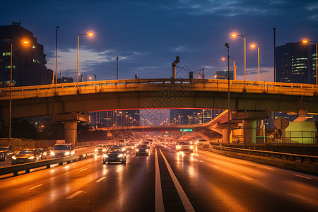 夜晚的高速公路背景图片