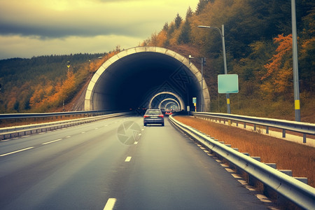 高速隧道高速路上的桥洞背景