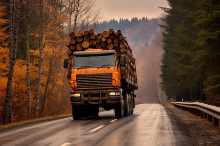拉木头的集卡车图片