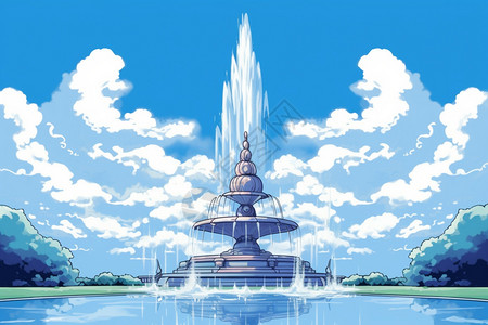 喷泉的艺术插图图片