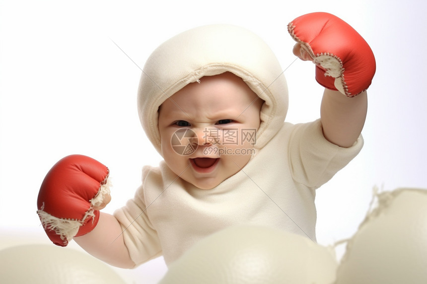 带拳击手套的小孩图片