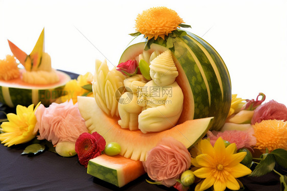 水果西瓜雕刻图片