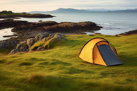 海边搭帐篷图片