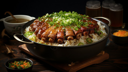美味健康的猪肉米饭图片