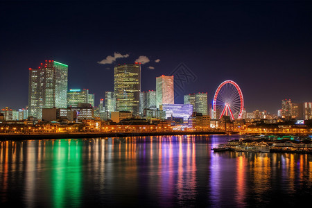 日本城市夜景美丽的城市夜景背景