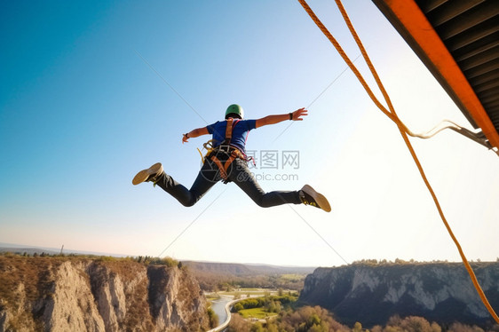 男人在蹦极图片