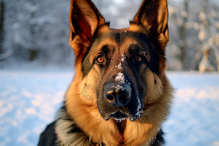 牧羊犬的面部特写图片