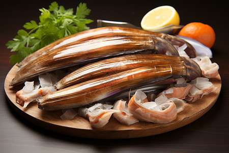 新鲜制作的蛤蜊刺身图片