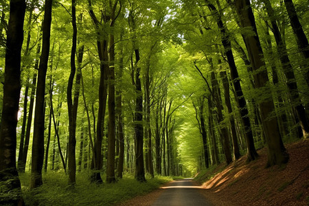 夏季幽深的树林背景图片